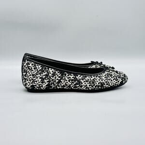 FitFlop Shoes Womens 8 White Black Woven Bow Ballet Flats Comfort Slip On Casual
